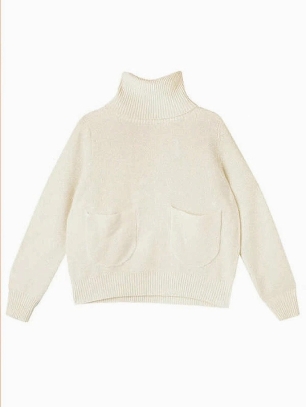 L.F. Markey Kael Knit Sweater Super Soft 100% Wool Turtleneck Cream Medium size